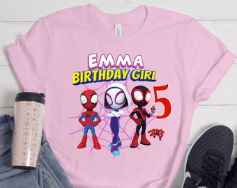 Spidey and His Amazing Friends Shirt, Custom Spidey Birthday T-shirt, Spidey Ghost Shirt, Spidey T-shirt, Custom Birthday Girl shirt