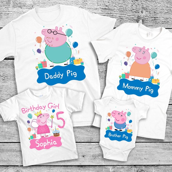 Pig Birthday Shirt, Pig Family T-shirt, Girl Birthday Tshirt, Birthday Party Tshirt, Family Birthday Tshirt, Toddler Boy Birthday Shirt