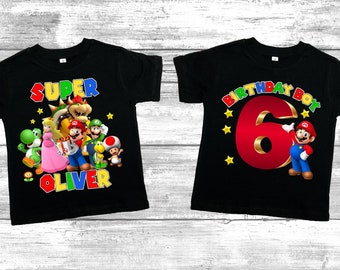Super Mario Birthday Shirt, Custom Super Mario T-Shirt, Mario Birthday Boy Party Shirt, Custom Family Birthday shirt, Toddler Birthday Shirt