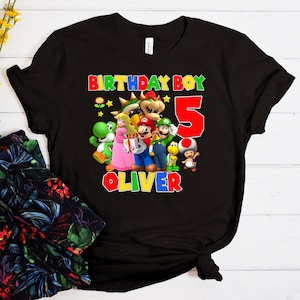 Super Mario Birthday Shirt, Super Mario T-Shirt, Mario Birthday Boy Party T-Shirt, Custom Matching Family shirt, Super Mario Characters