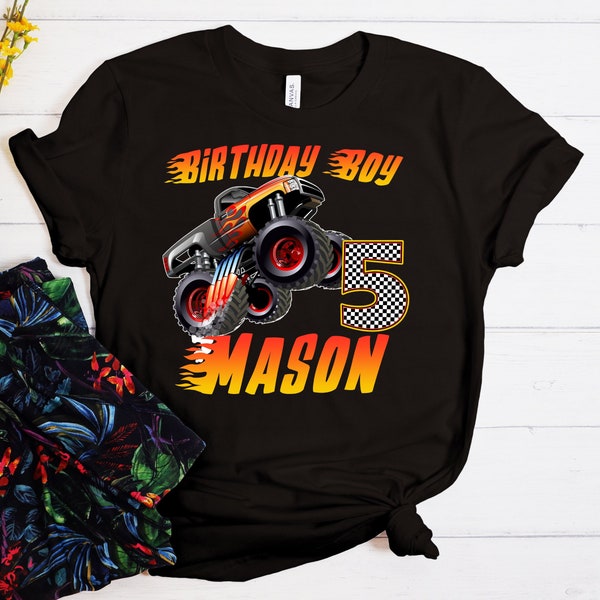 Monster Truck birthday T-shirt, Custom Boy birthday shirt, Toddler Birthday Shirt, Monster trucks Shirt, Family Matching Shirt