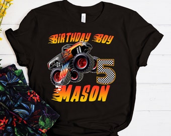 Camiseta de cumpleaños de Monster Truck, camiseta de cumpleaños personalizada para niño, camiseta de cumpleaños para niño pequeño, camiseta de Monster Trucks, camiseta a juego para toda la familia