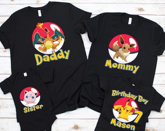 Pokemon Birthday Shirt, Pikachu T-shirt, Pokemon Shirt, Custom Birthday Boy Shirt, Toddler Birthday shirt, Custom Family Birthday Shirt