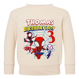 Sudadera de Spidey, Sudadera de cumpleaños de Spidey, Sudadera personalizada de Spidey y sus increíbles amigos, Sudadera personalizada para niños pequeños y jóvenes imagen 5