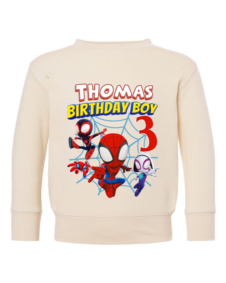 Sudadera de Spidey, Sudadera de cumpleaños de Spidey, Sudadera personalizada de Spidey y sus increíbles amigos, Sudadera personalizada para niños pequeños y jóvenes imagen 5