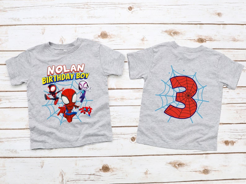 Spidey and His Amazing Friends Shirt, Custom Spidey Birthday T-shirt, Spidey Characters Shirt, Spidey Shirt, Custom Toddler Birthday Shirt