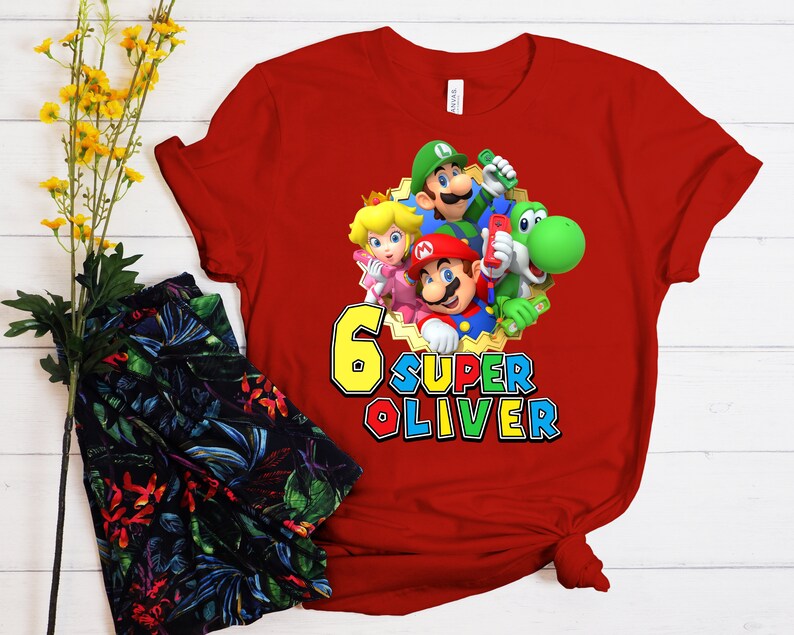 Super Mario Birthday Shirt, Custom Super Mario Tshirt, Mario Birthday