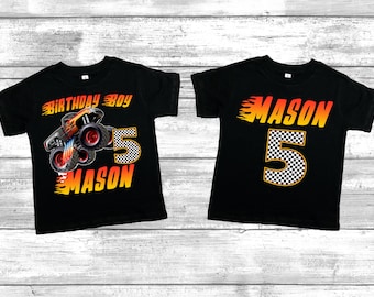 Monster Truck birthday Shirt, Car Birthday T-shirt, Custom Boy birthday shirt, Toddler Birthday Shirt, Monster trucks Shirt, Family Matching