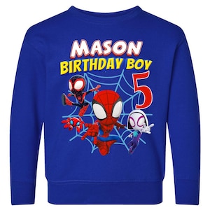 Sudadera de Spidey, Sudadera de cumpleaños de Spidey, Sudadera personalizada de Spidey y sus increíbles amigos, Sudadera personalizada para niños pequeños y jóvenes imagen 1
