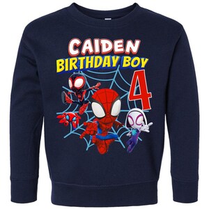 Sudadera de Spidey, Sudadera de cumpleaños de Spidey, Sudadera personalizada de Spidey y sus increíbles amigos, Sudadera personalizada para niños pequeños y jóvenes imagen 6