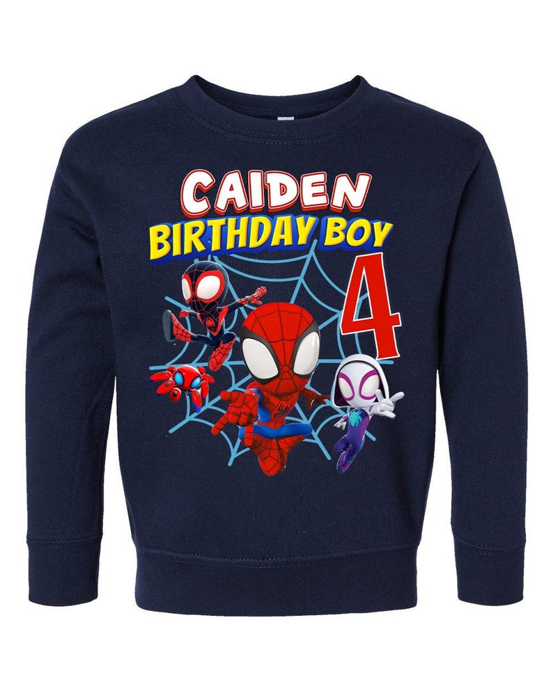 Sudadera de Spidey, Sudadera de cumpleaños de Spidey, Sudadera personalizada de Spidey y sus increíbles amigos, Sudadera personalizada para niños pequeños y jóvenes imagen 6