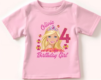 Camiseta de cumpleaños para niña, camiseta de cumpleaños familiar a juego, camiseta de cumpleañera, camiseta de fiesta de cumpleaños, camiseta de cumpleaños personalizada, sin brillantina