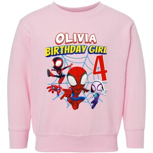 Sudadera de Spidey, Sudadera de cumpleaños de Spidey, Sudadera personalizada de Spidey y sus increíbles amigos, Sudadera personalizada para niños pequeños y jóvenes imagen 3