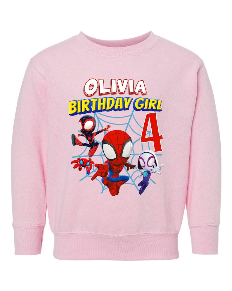 Sudadera de Spidey, Sudadera de cumpleaños de Spidey, Sudadera personalizada de Spidey y sus increíbles amigos, Sudadera personalizada para niños pequeños y jóvenes imagen 3