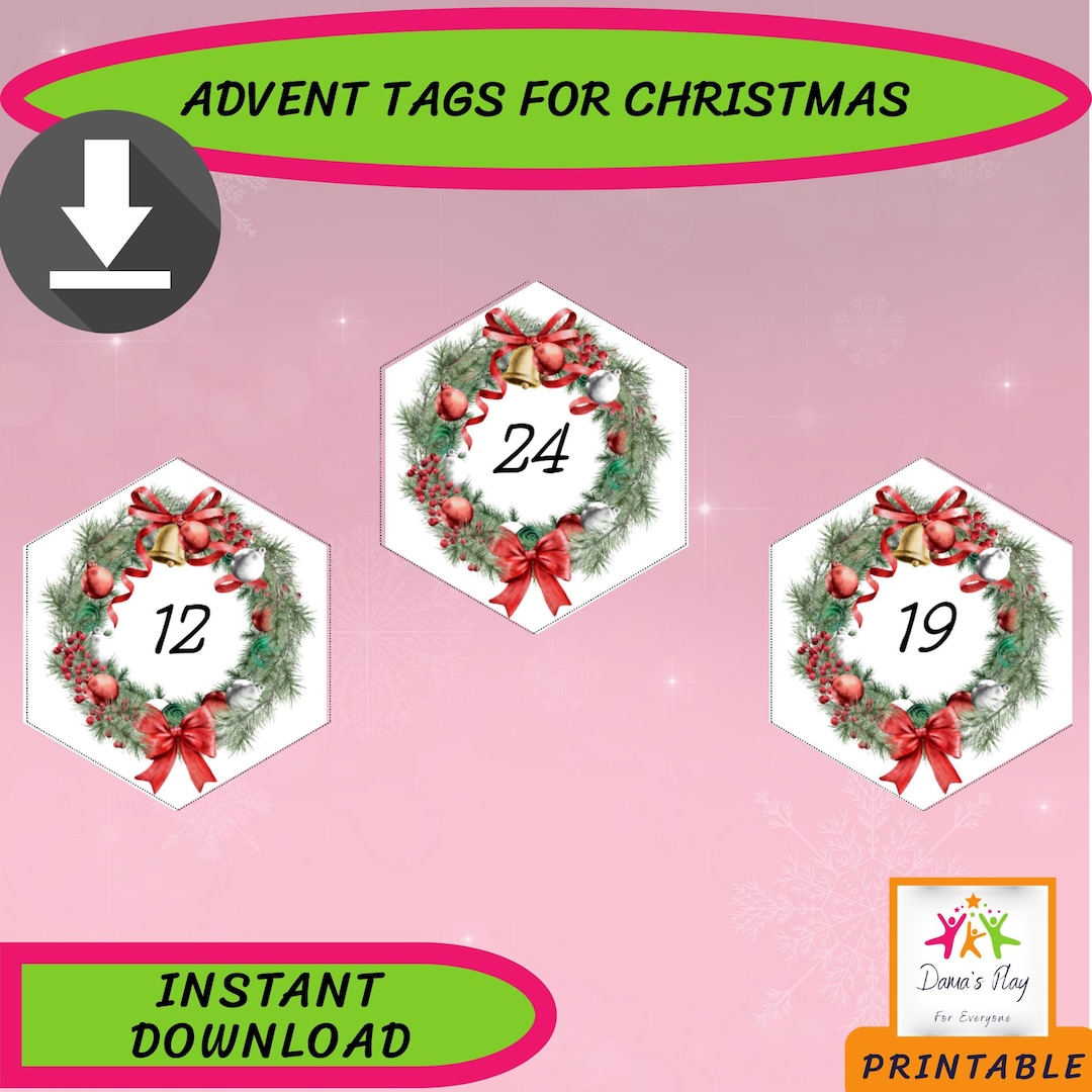 Printable Advent Calender Tags for Christmas: Digital Gifting Partying ...