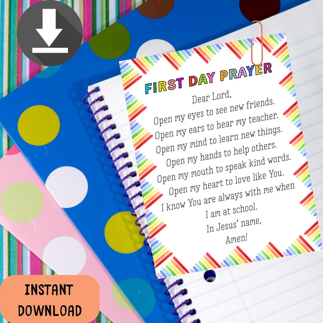 Pray Label Printable Digital First Day Prayer Tags Printable School Labels PDF PNG Files ...