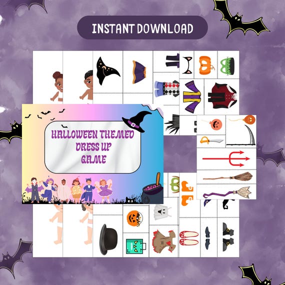 dress up and party games Halloween Dress up Game Printable, Kids Party Activity (PDF) Digital  Download
