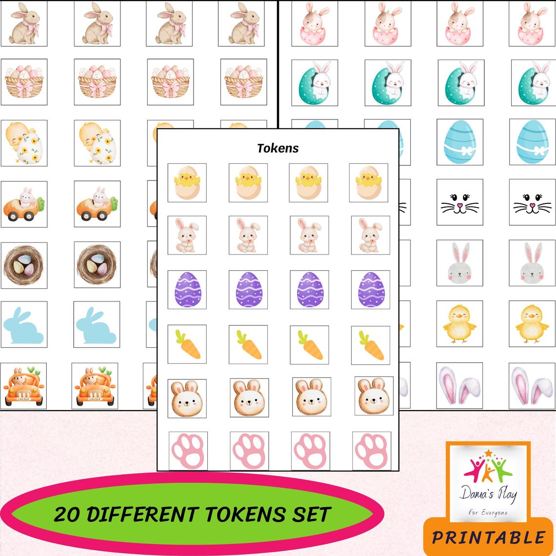 Easter Bunny Tic Tac Toe Game: Printable Spring Activity for Kids - Etsy