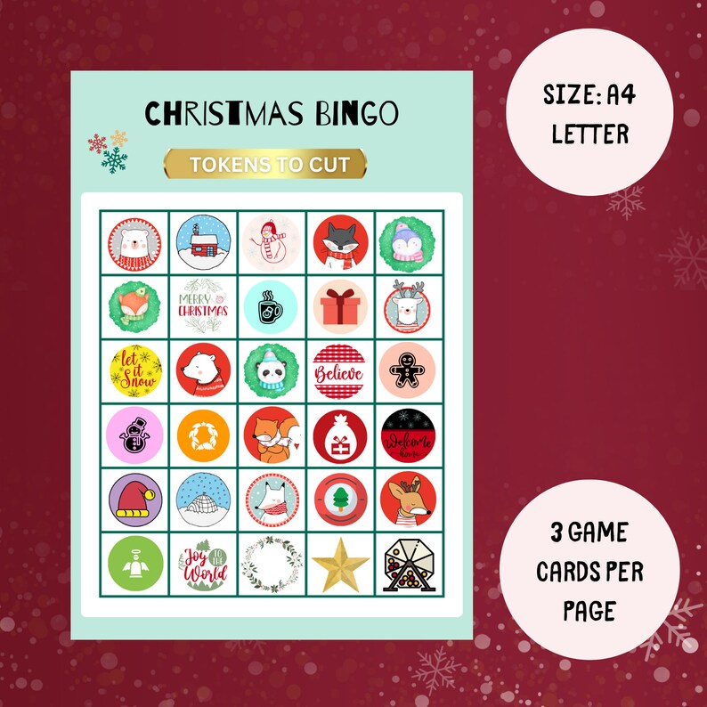 Printable Christmas Bingo Game for Kids, Family, and Friends (digital ...