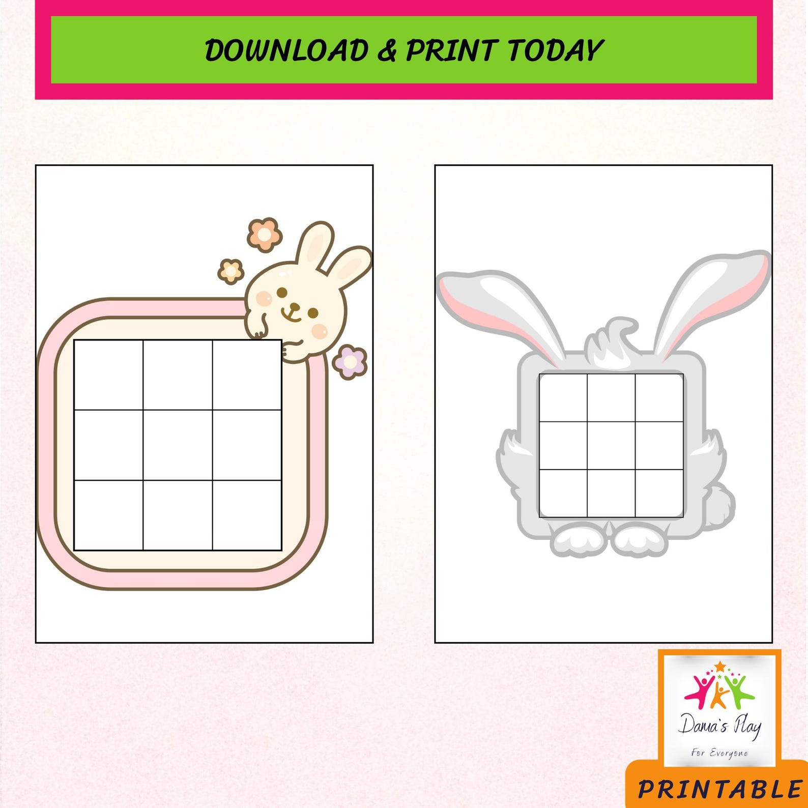Easter Bunny Tic Tac Toe Game: Printable Spring Activity for Kids - Etsy