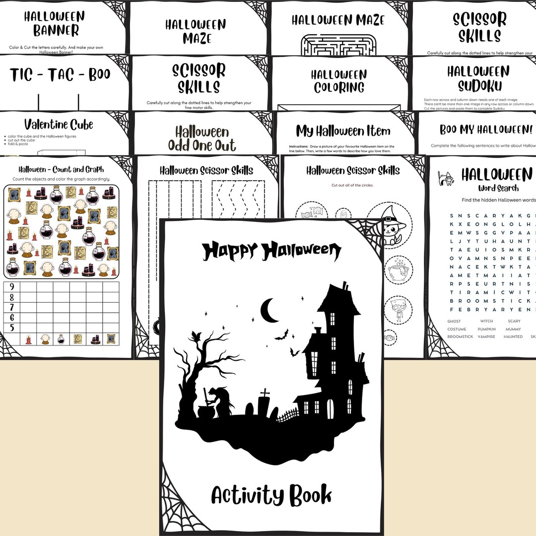 Happy Halloween Activity Book, Printable Games (PDF) Digital Download ...