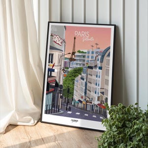 Parigi, Belleville, stampa poster su carta, decorazione d'interni, stampa di viaggio