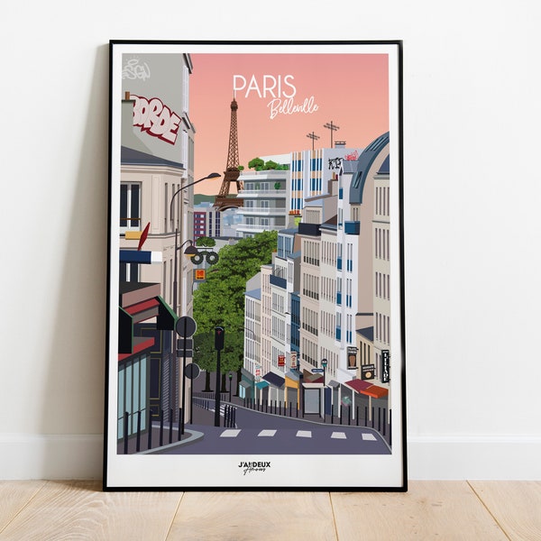 Affiche Paris, Belleville impression sur papier couché pour décoration d'intérieur