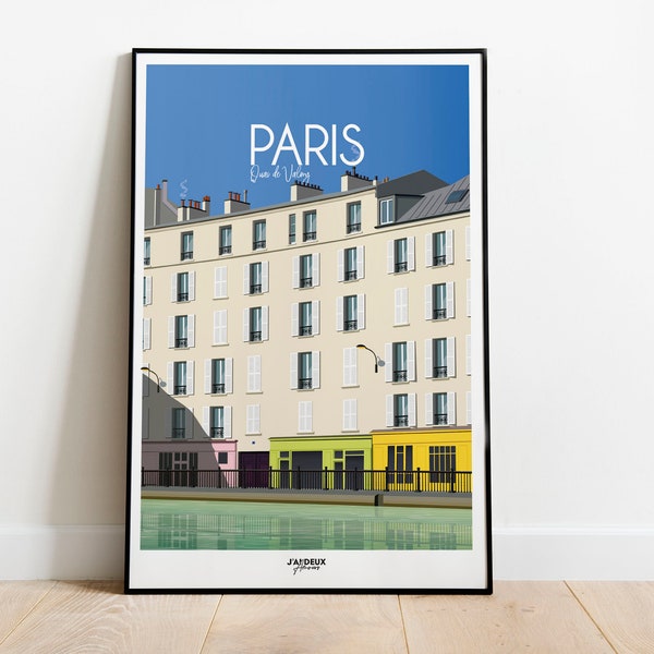 Paris poster, quais de Valmy, print on coated paper for interior decoration