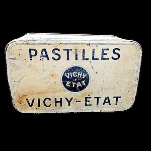 Vintage Vichy-Etat Pastilles Blechdose Französischer antiker Sammlerbehälter Seltener Behälter