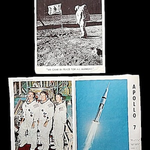 Vintage Apollo 7 NASA Poster Astronaut Crew Rocket Launch Moon Landing Photo | Collectible Historical Space Memorabilia