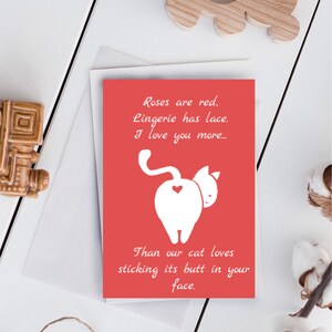 Funny Cat Butt, Descarga instantánea, Impresión digital de tarjeta del día de San Valentín