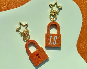 Showgirl Glittery Orange Lock Keyring