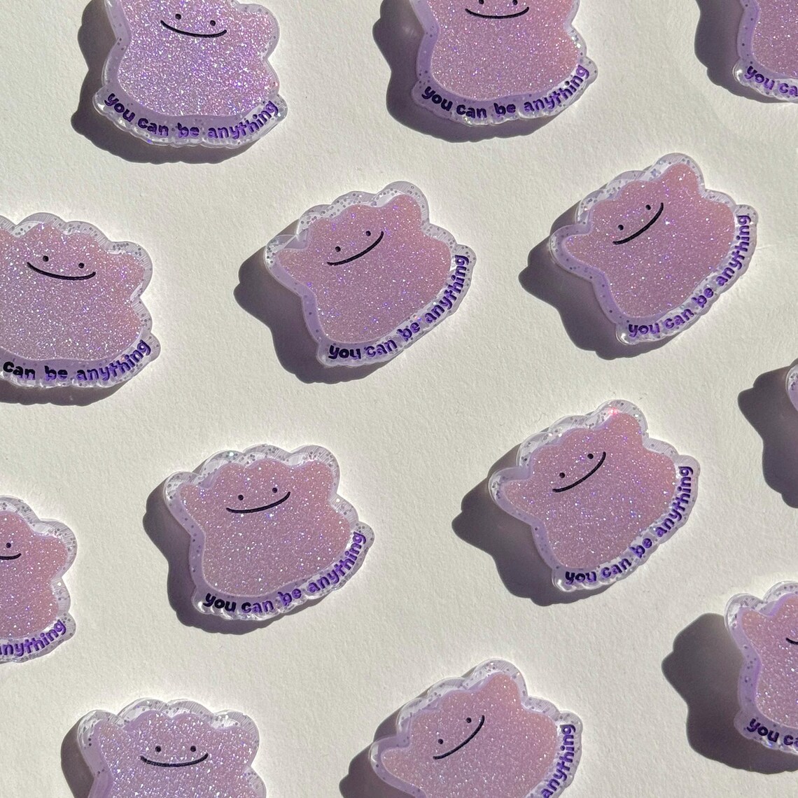 Ditto Pin You Can Be Anything - Glitter Ditto Pin Badge - Etsy