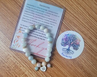 Pulsera con dije de marea (Aguamarina)