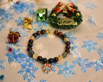 Pulsera con dije de cristal en forma de corona (ágata y citrino)