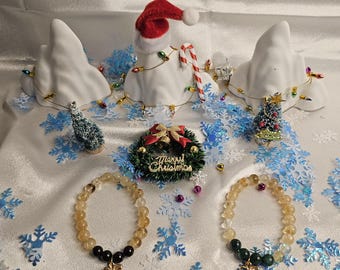 Juego de pulseras de cristal Holiday Bells (citrino, granate y esmeralda)