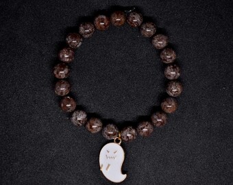Pulsera fantasma de obsidiana con copos de nieve