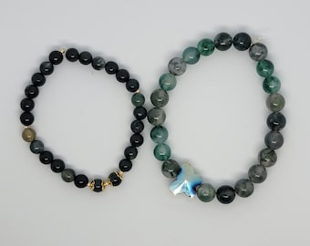 Pulsera de cristal de ágata musgosa