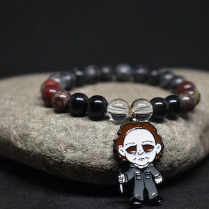 Michael Myers Labradorite & Obsidian bracelet
