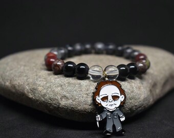 Pulsera de labradorita y obsidiana de Michael Myers