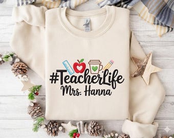 Custom Name Teacher Embroidery design, Back to School Machine Embroidery File, School Teach Love Inspire Embroidery, Teacher Life Embroidery