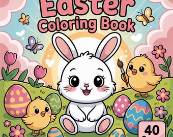 Libro para colorear de Pascua: 40 páginas imprimibles para niños, libro para colorear fácil y atrevido para adultos (PDF imprimible, descarga digital, PDF, descarga instantánea)