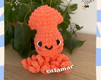 Peluche crochet calamar poulpe