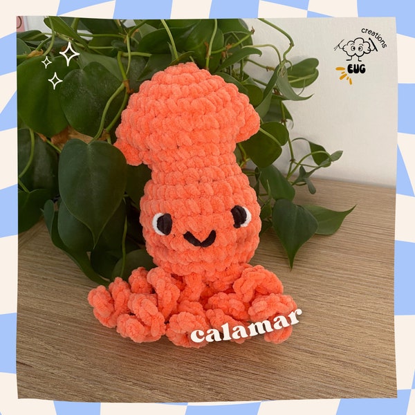 Peluche crochet calamar poulpe