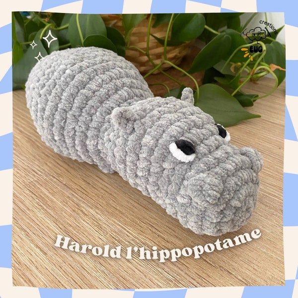 Peluche crochet hippopotame doudou hippo