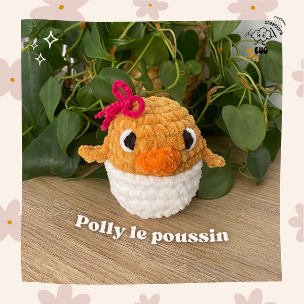 Peluche crochet poussin Pâques dans coquille d'oeuf