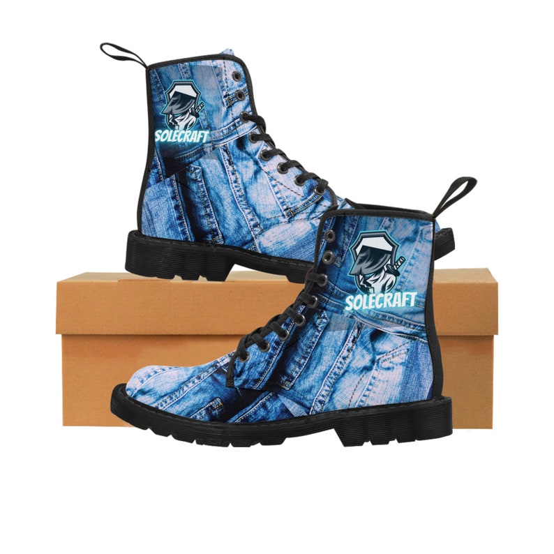 Vintage Boots With Stylish Jeans Design, Gift for Men, Men's Canvas