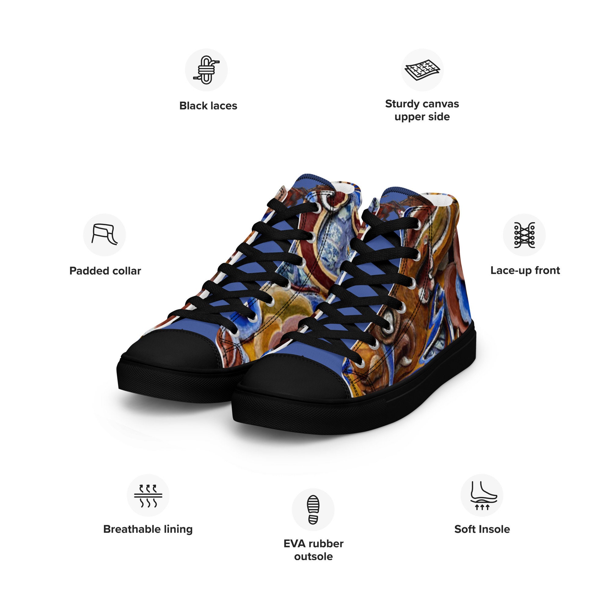 Primal's High Tops for Men, Canvas Shoes for Men, Multicolor Custom ...