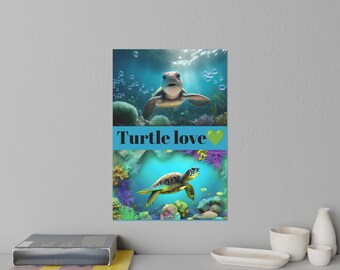 Turtle Wall Decal, Turtle Wall Sticker, sea Wall Decal, Removable Wall Sticker, Peel and Stick 12"x18", reuseable, Vibrant design, gift