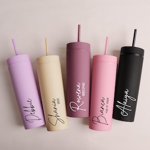 Bridesmaid Gifts, Bridesmaid Tumbler, 16 oz Skinny Tumbler,  Personalized Tumbler with Lid and Straw, Bridesmaid Proposal Cup, Birthday Cup